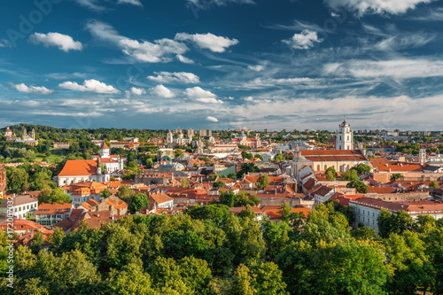 Vilnius, Lithuania. Old Town Historic Center Cityscape Under Dramatic Sky