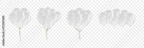 Leinwand Poster Vector set of realistic isolated white balloons for celebration and decoration on the transparent background