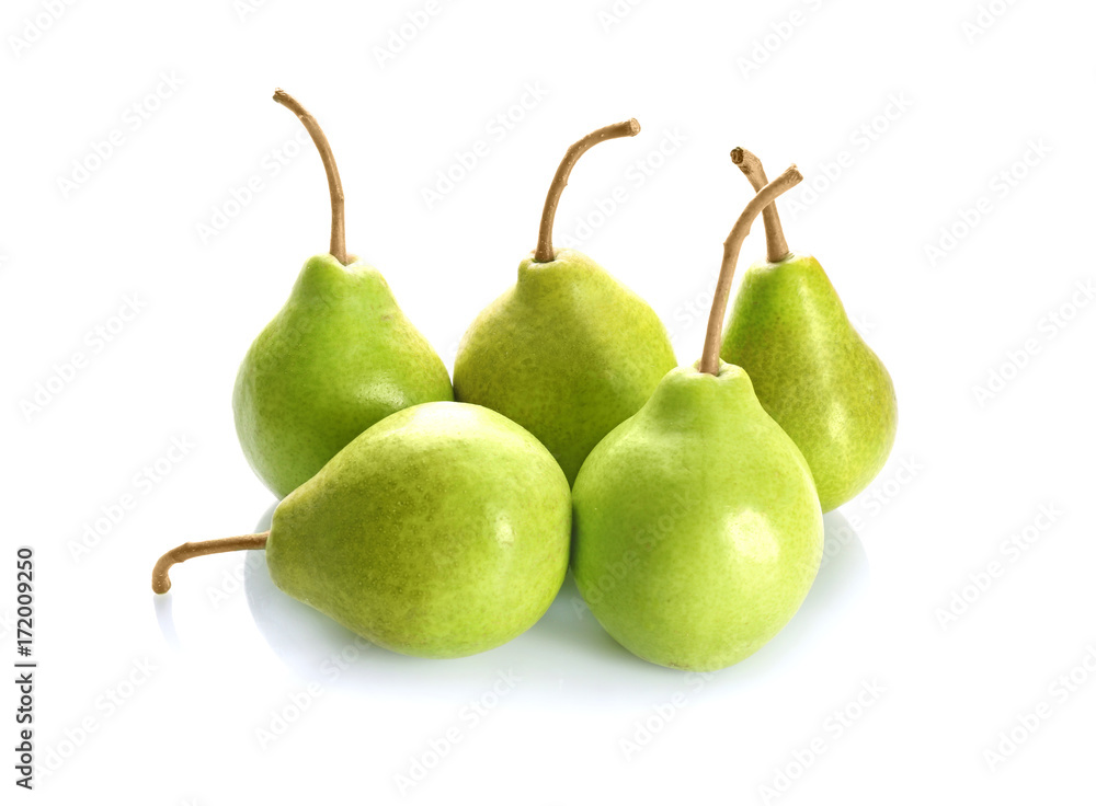 Delicious ripe pears, isolated on white Delicious ripe pears, isolated on white