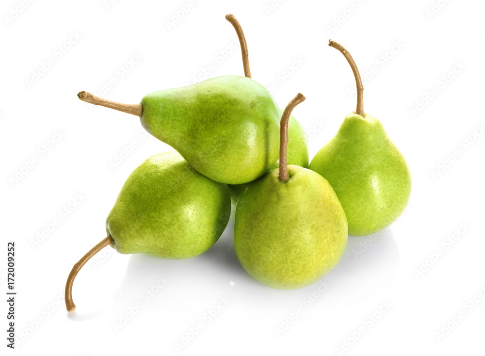 Delicious ripe pears, isolated on white Delicious ripe pears, isolated on white