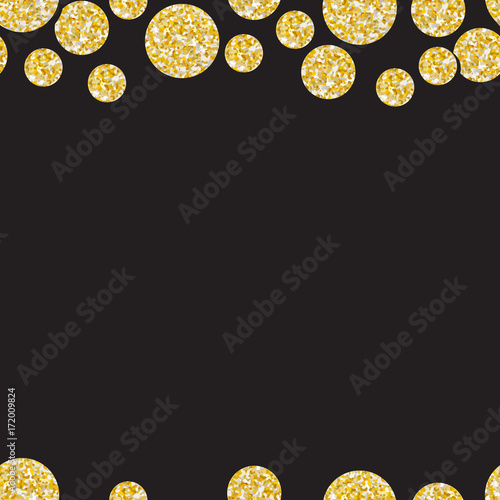 Gold Glitter Round Medallions Black Seamless Background 1