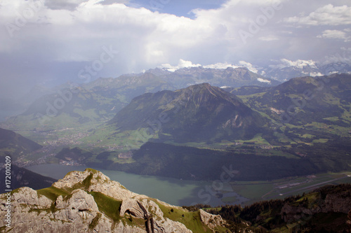 Scenic cloudy view from Mount Pilatus, Switzerland