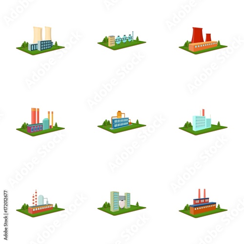 Processing factory,metallurgical plant and other production. Factory and industry set collection icons in cartoon style isometric vector symbol stock illustration web.
