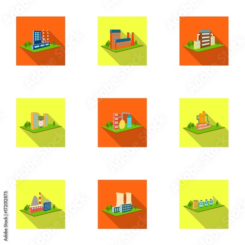 Processing factory,metallurgical plant and other production. Factory and industry set collection icons in flat style isometric vector symbol stock illustration web.