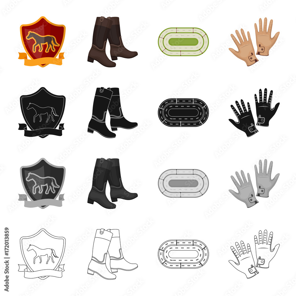 Φωτογραφία The emblem of the hippodrome, the rider's boots, the racetrack, the gloves