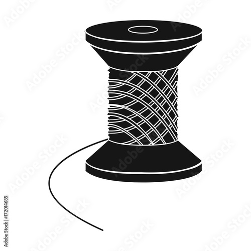 The wooden coil of thread for sewing. Sewing and equipment single icon in black style vector symbol stock illustration web.