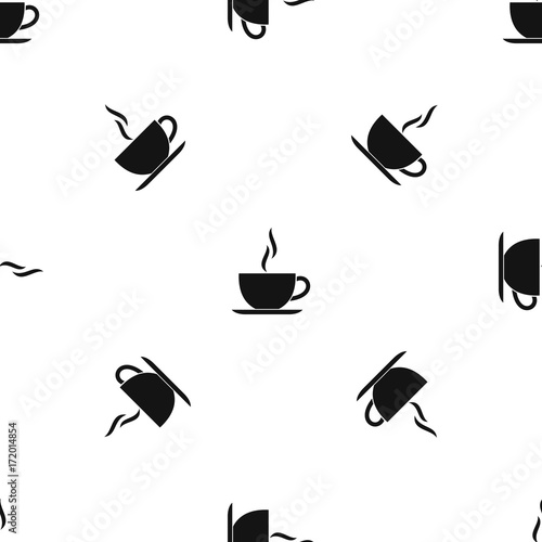 Cup of hot drink pattern seamless black