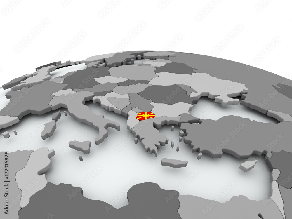 Flag of Macedonia on globe