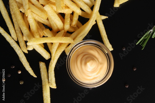 French fries and cheese sauce