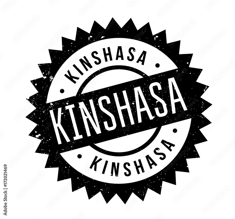 Kinshasa rubber stamp. Grunge design with dust scratches. Effects can be easily removed for a clean, crisp look. Color is easily changed.