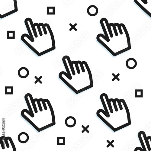 Clickbait. Cursors of the hand press the button. Digital Marketing