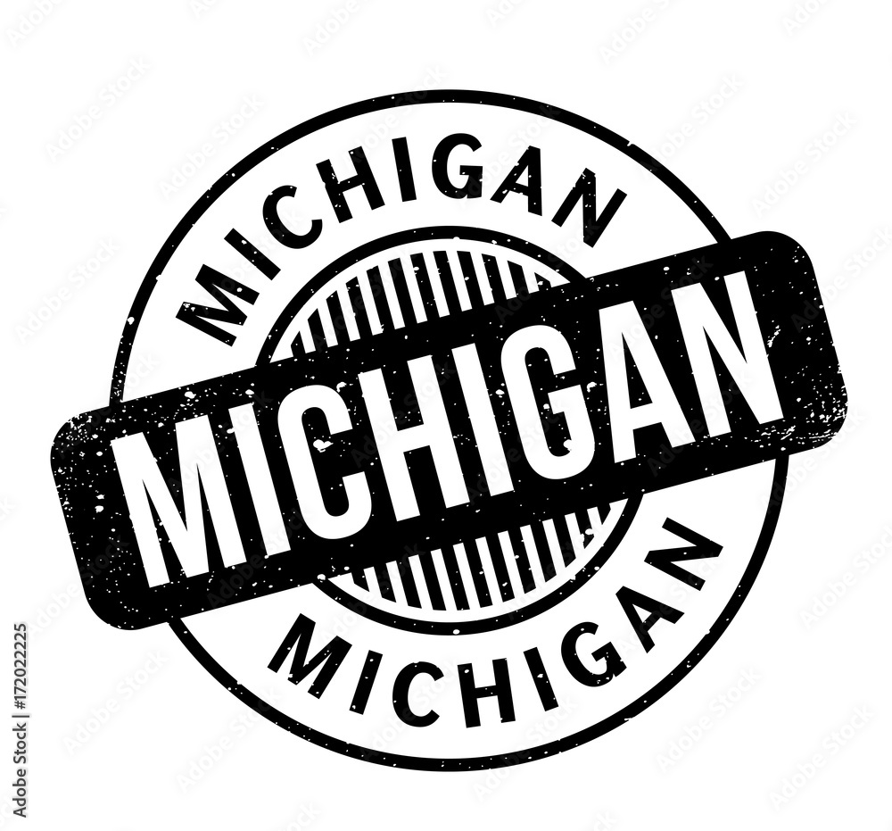 Michigan rubber stamp. Grunge design with dust scratches. Effects can be easily removed for a clean, crisp look. Color is easily changed.