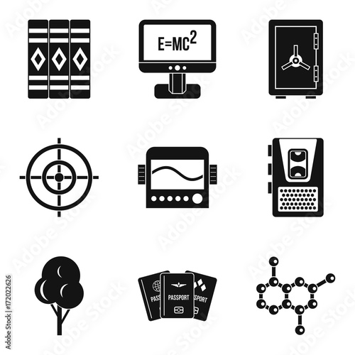 Computer training icons set, simple style photo