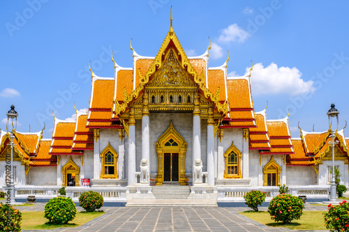 Marble Temple or Wat Benchamabophit Dusitvanaram of Bangkok, Thailand. photo