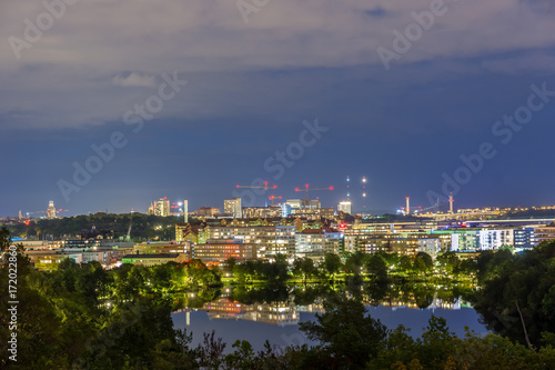 Photography Stockholm södra delar sett från väster på natten