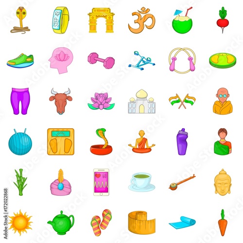 Snake icons set, cartoon style