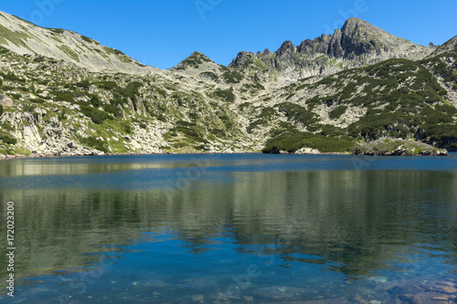 Fototapeta Naklejka Na Ścianę i Meble -  Amazing Panorama with Big Valyavishko Lake and Dzhangal peak, Pirin Mountain, Bulgaria