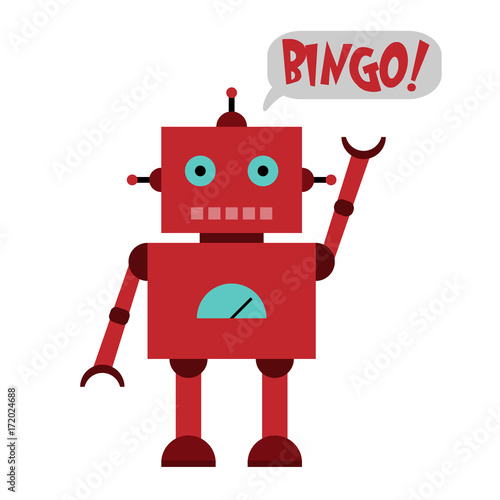 Vector illustration of a toy Robot and text BINGO!