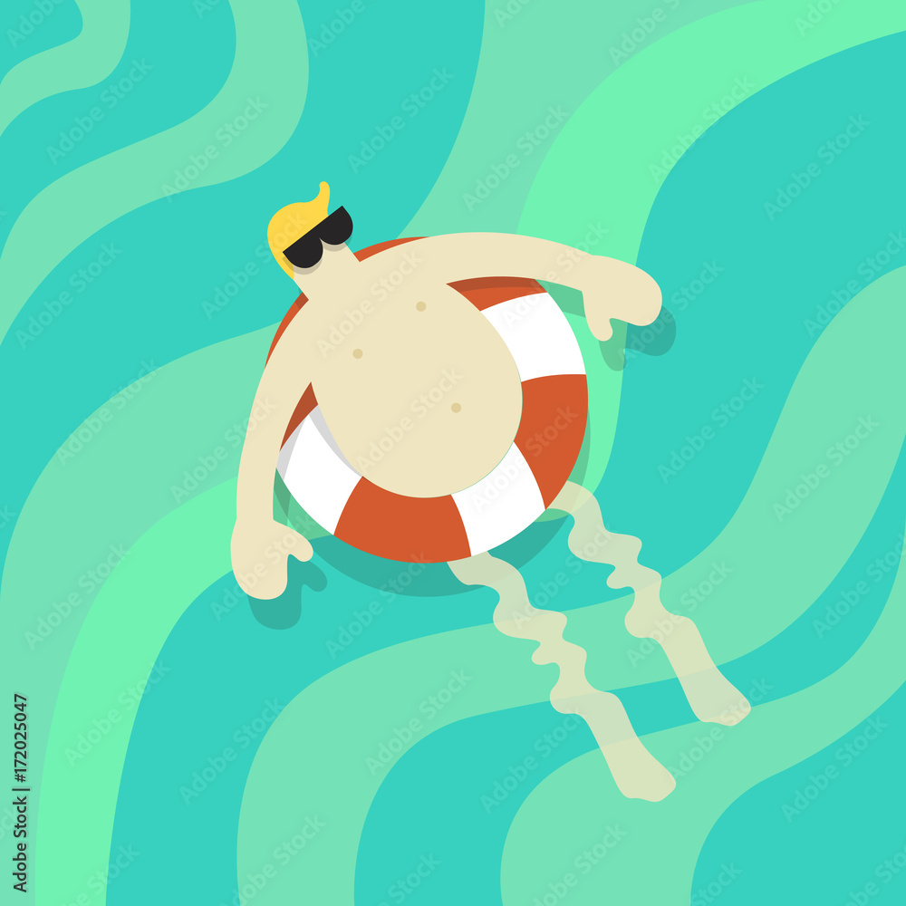 Vector of a man floating in the water Vector of a man floating in the water