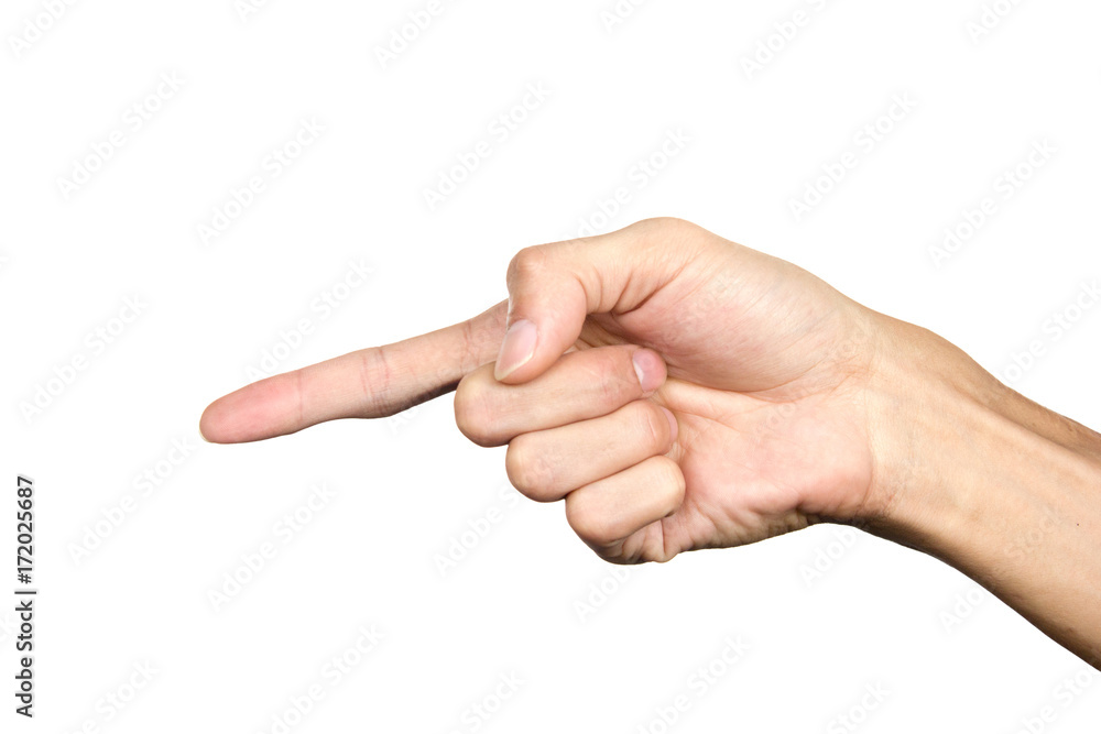 Hand pointing finger isolated on white background. Hand language. Hand gesture. Hand pointing finger isolated on white background. Hand language. Hand gesture.
