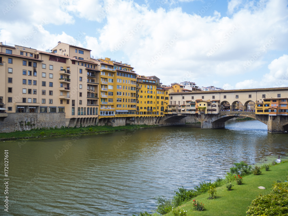 Beautiful Arno River and Ponte Vecchio Bridge in Florence