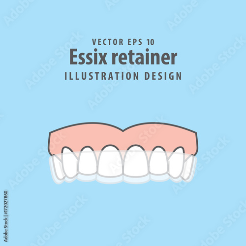 Essix retainer illustration vector on blue background. Dental concept.