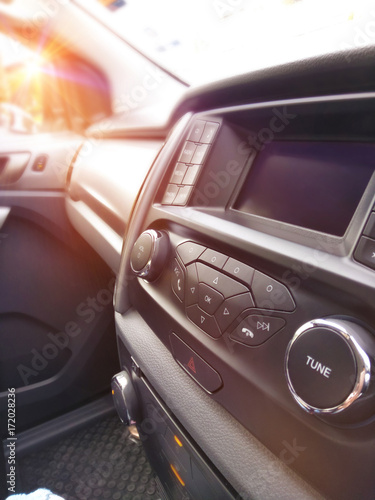 car console interior with panel and dashboard modern luxury