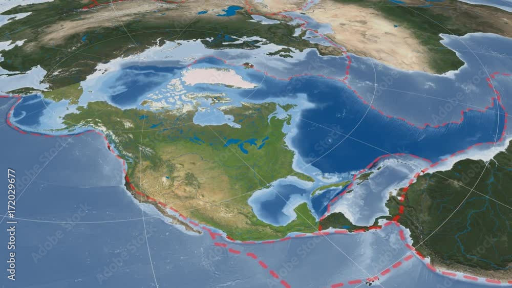 North American tectonic plate extruded and rotated against the map in ...
