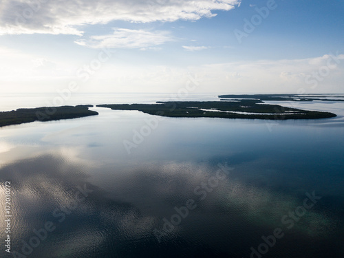 Aerial View of Turneffe Atoll's Calm Lagoon