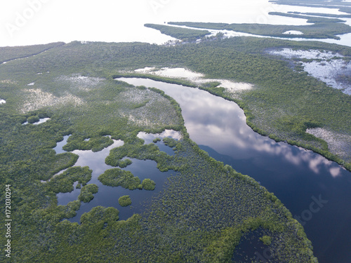 Aerial View of Mangrove Islands in Turneffe Atoll photo