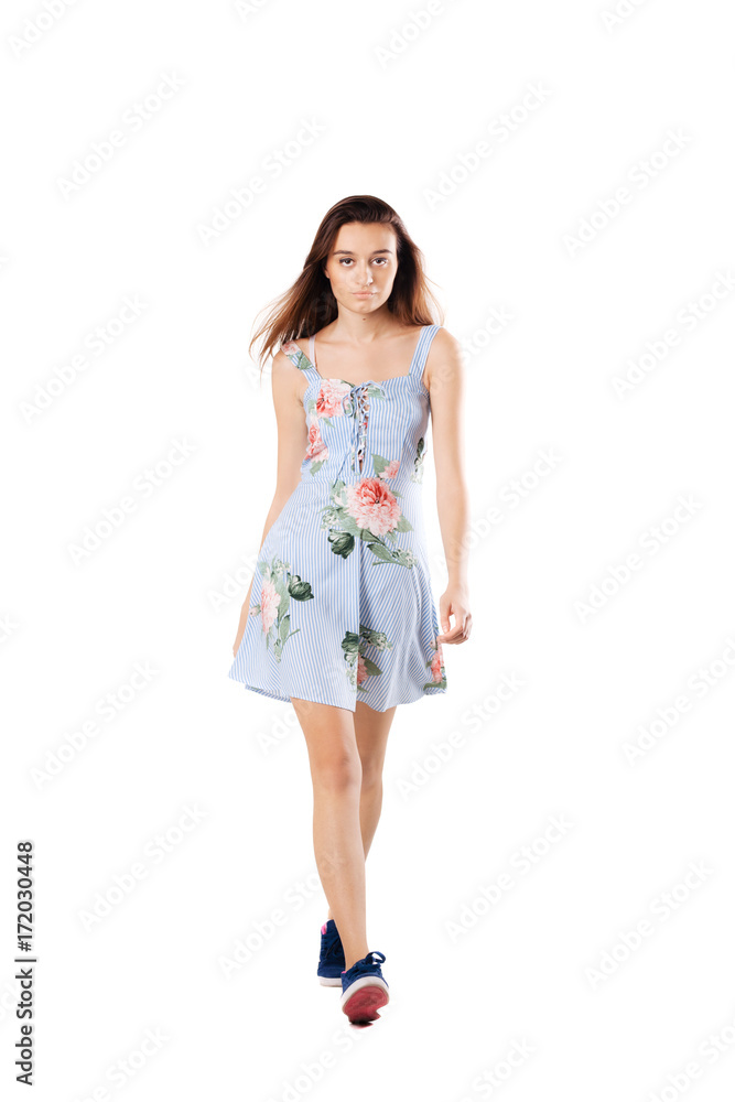 beautiful girl in a dress walking beautiful girl in a dress walking