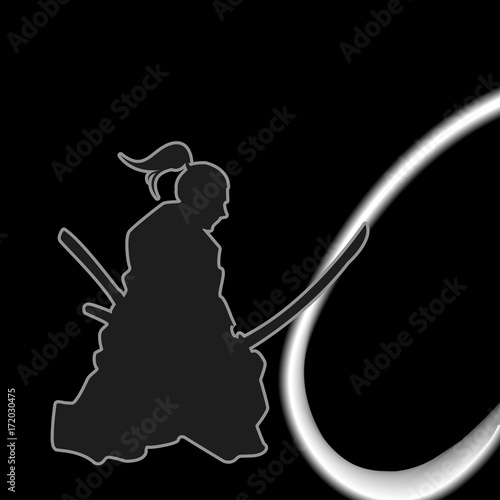 A Japanese Samurai Swinging the Katana