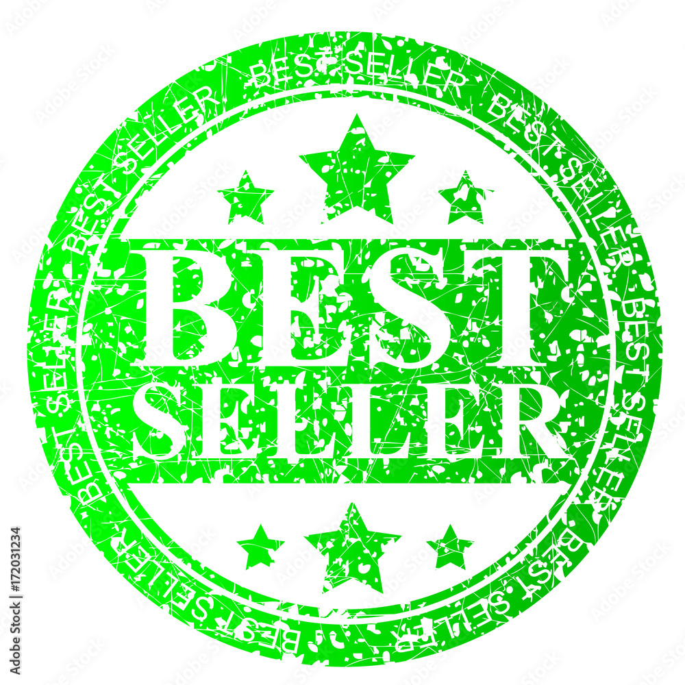 Green Circle Rubber Stamp : Best Seller, Isolated on White
