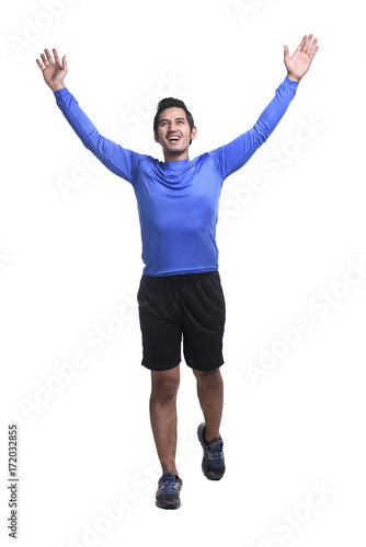 Young asian man with sports clothes running