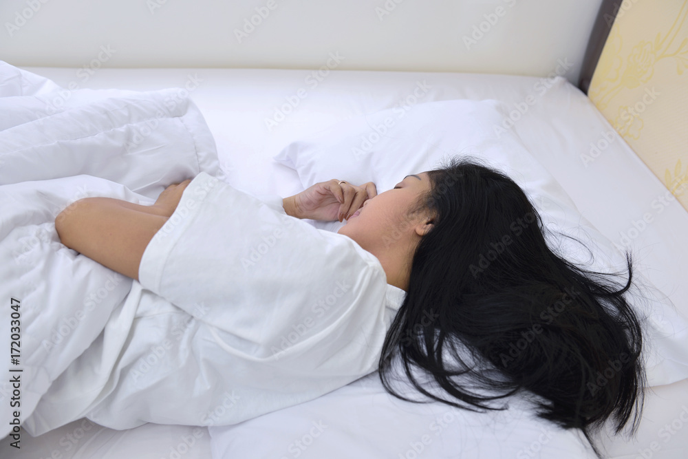 Beautiful asian woman sleeping with comfortably Beautiful asian woman sleeping with comfortably