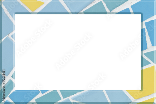 Tile picture frame isolated on white background