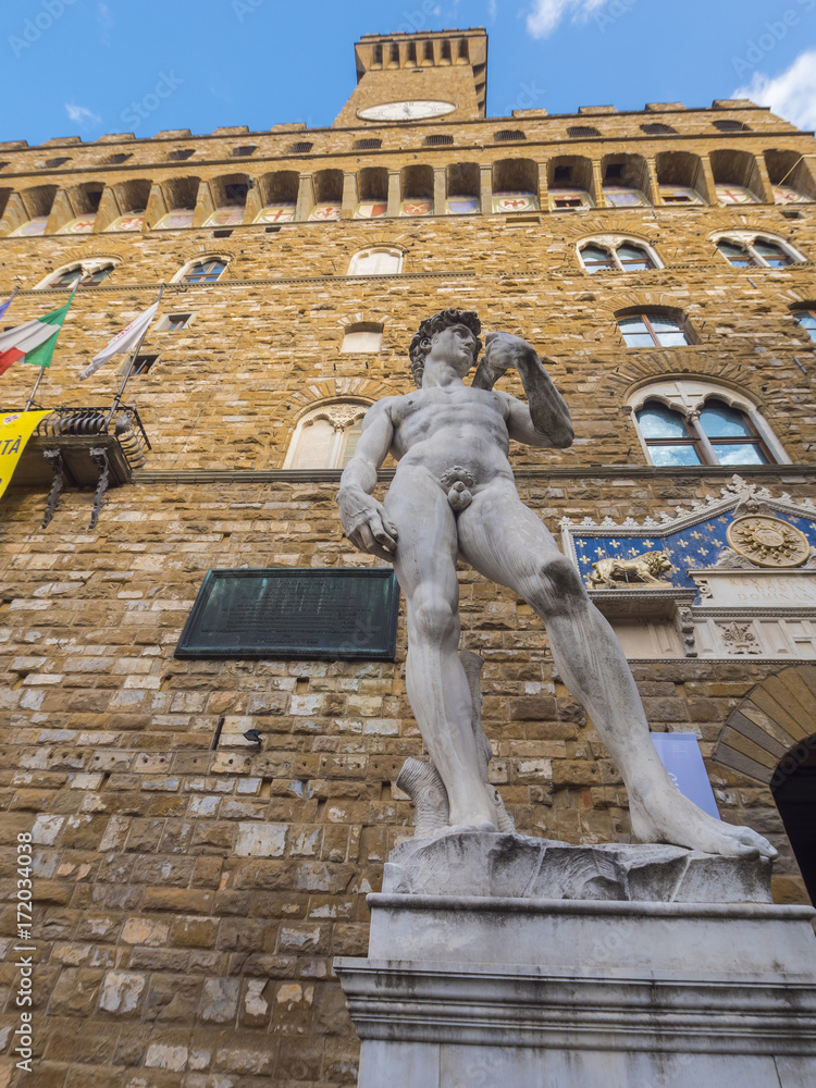 Famous David statue at Palazzo Vecchio in Florence