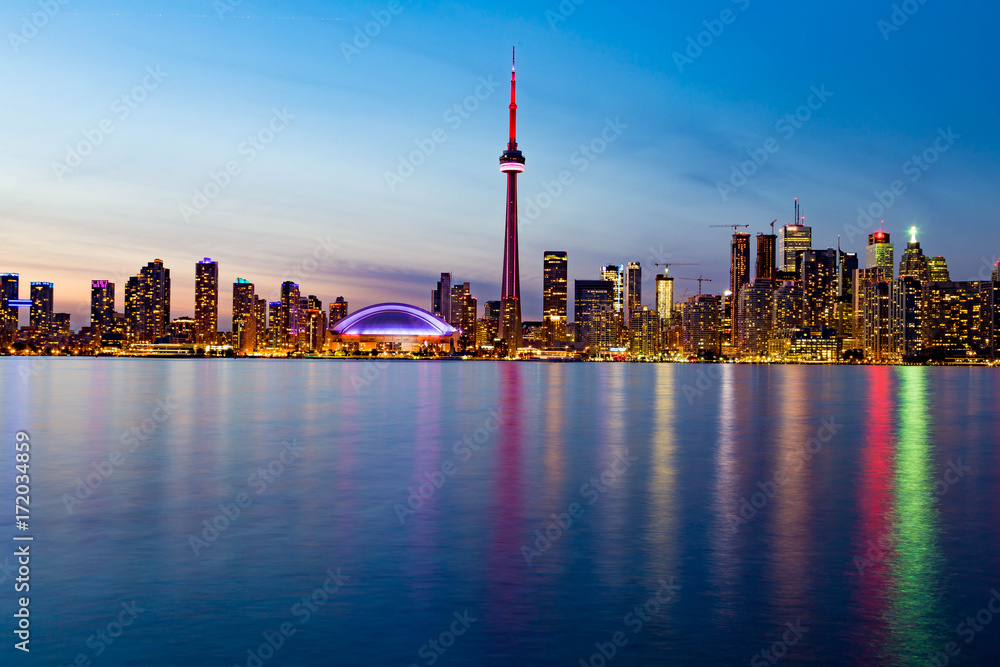 Toronto Downtown Skyline with lights reflection