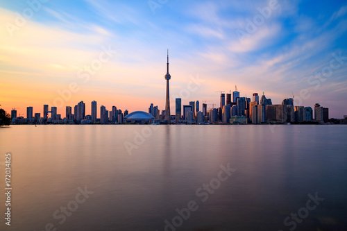Toronto downtown skyline with sunset