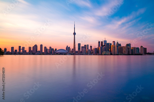 Canvas Print Toronto downtown skyline with sunset