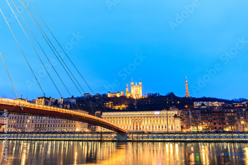 Famous church in Lyon with Saone river © pigprox