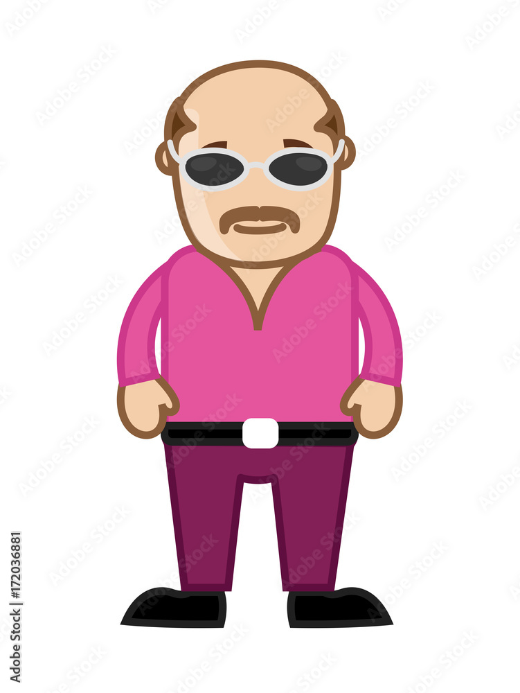 Fashionable Cartoon Bald Man with Sunglasses Fashionable Cartoon Bald Man with Sunglasses