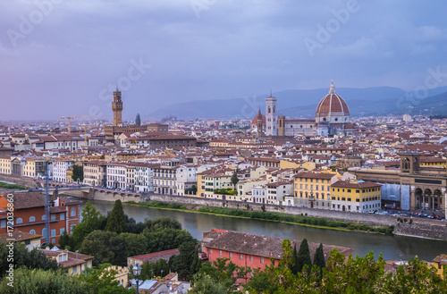 Panoramic view over the city of Florence from Michelangelo Square called Piazzale Michelangelo © 4kclips