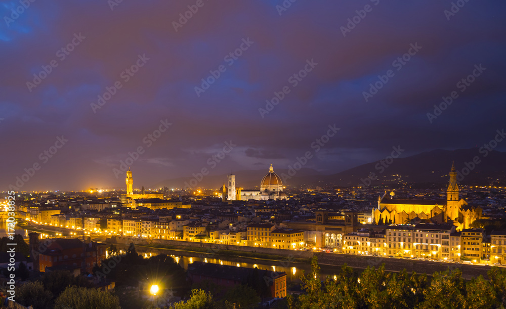 Florence by night - beautiful aerial view