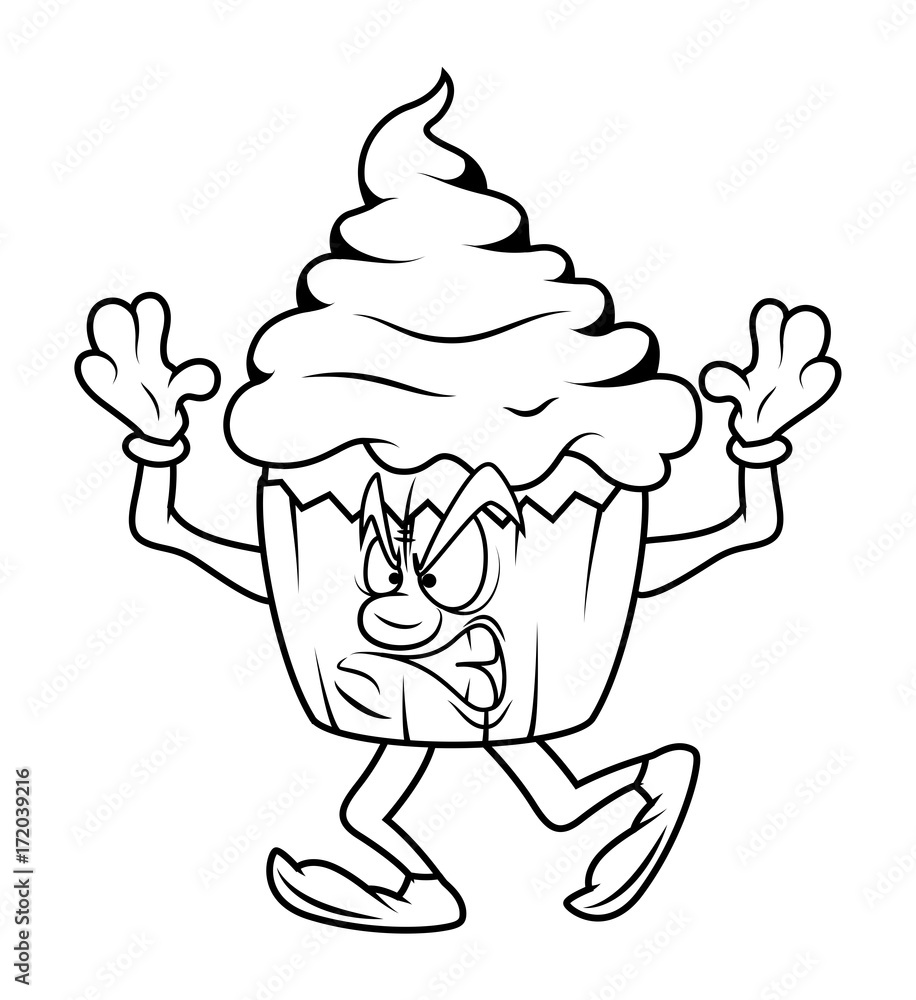 Angry Cupcake Vector Drawing Angry Cupcake Vector Drawing