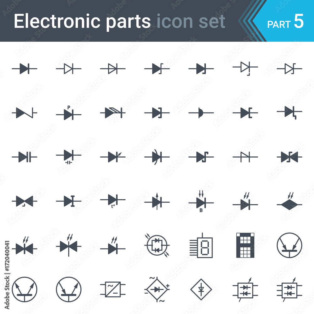 Complete vector set of electric and electronic circuit diagram symbols