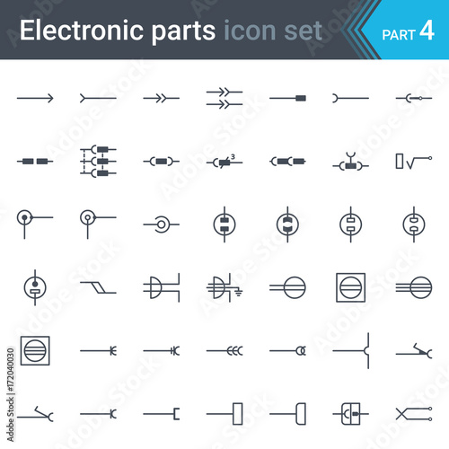 Complete vector set of electric and electronic circuit diagram symbols and elements - electrical connectors, sockets, plugs and jack