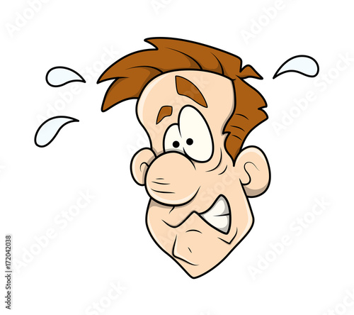 Fearful Cartoon Man Face