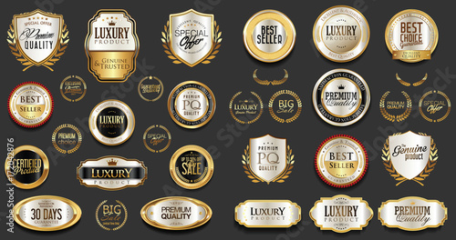 Gold and silver luxury badges retro design collection  photo