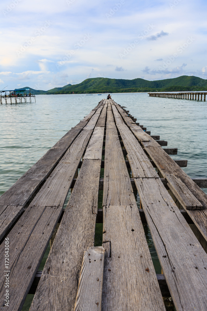 The bridge, sea ,Ocean,Blue sky,Cloud